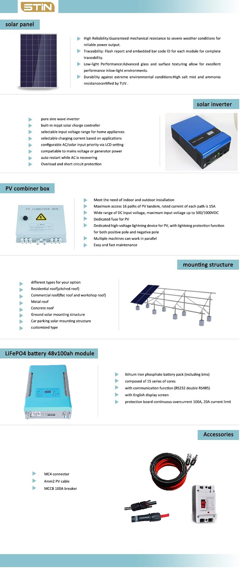 5kw 5000W off Grid Roof Mounting PV Module Cell Panel Solar Kit Energy Power System with Generator Inverter for Home/Commercial/Industry System Factory Price