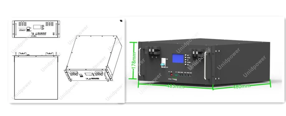 Unid Rack Mounted 48V 51.2V Solar Power Storage System Lithium Ion Battery Pack for Home Energy Backup