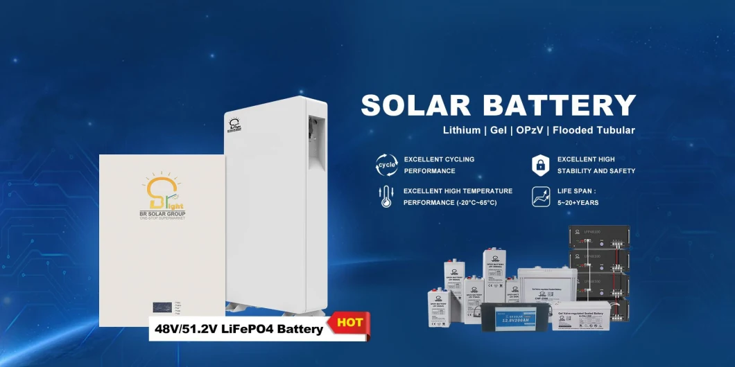 48V 51.2V 100ah 150ah 200ah Wall Mounted Solar Power LFP Li-ion/Lithium Ion LiFePO4 Power Wall Deep Cycle Rechargeable Long Life Battery